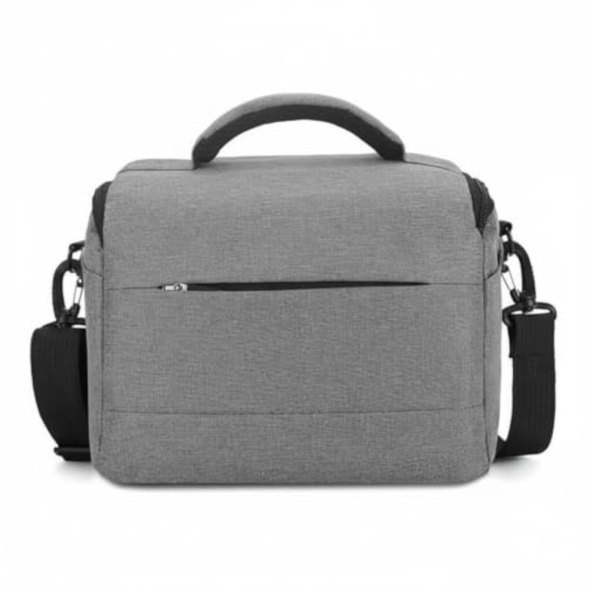 Lined Camera Shoulder Bag with Front Pocket, Gray